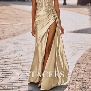 STACEES Elegant Gold Prom Dress